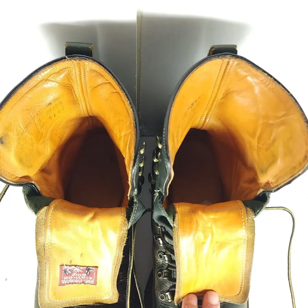 Herman Survivors Men's Vtg 60's US9/ 4N Green Leather Insulated Logger Boots